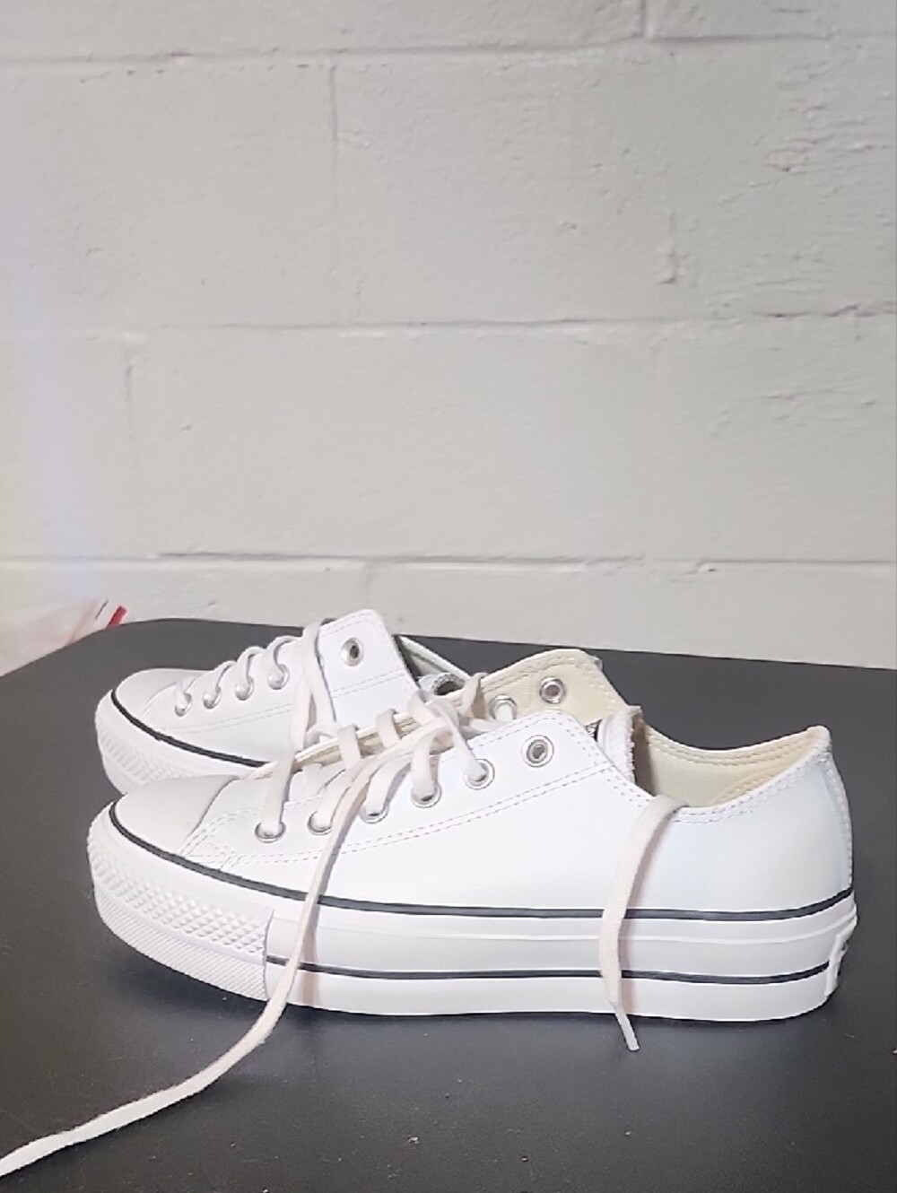 Converse White Low Top Platform Sneakers - Picture 4 of 6